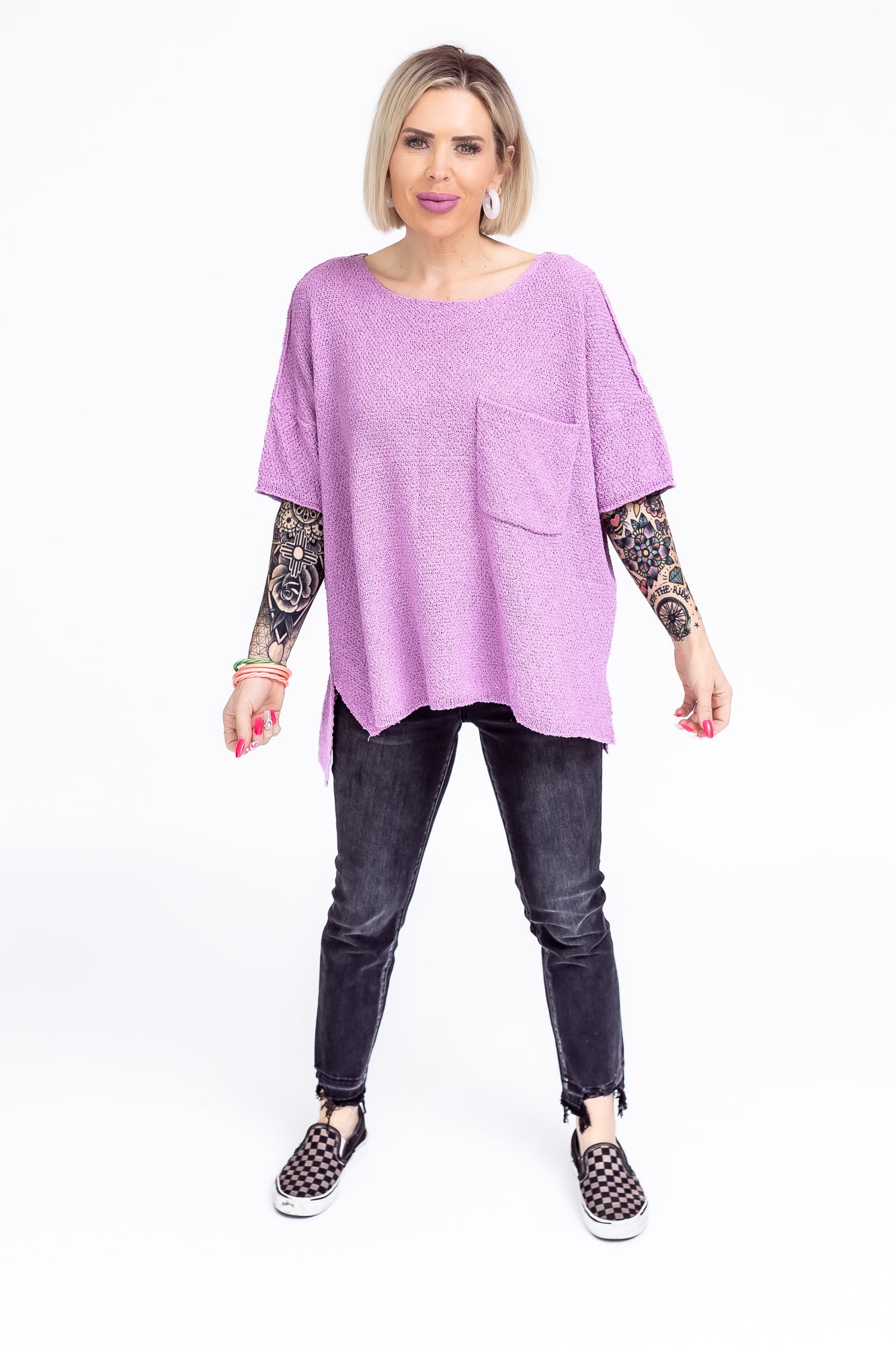 Dream Girl Lilac Mid Sleeve Knit Sweater - T100