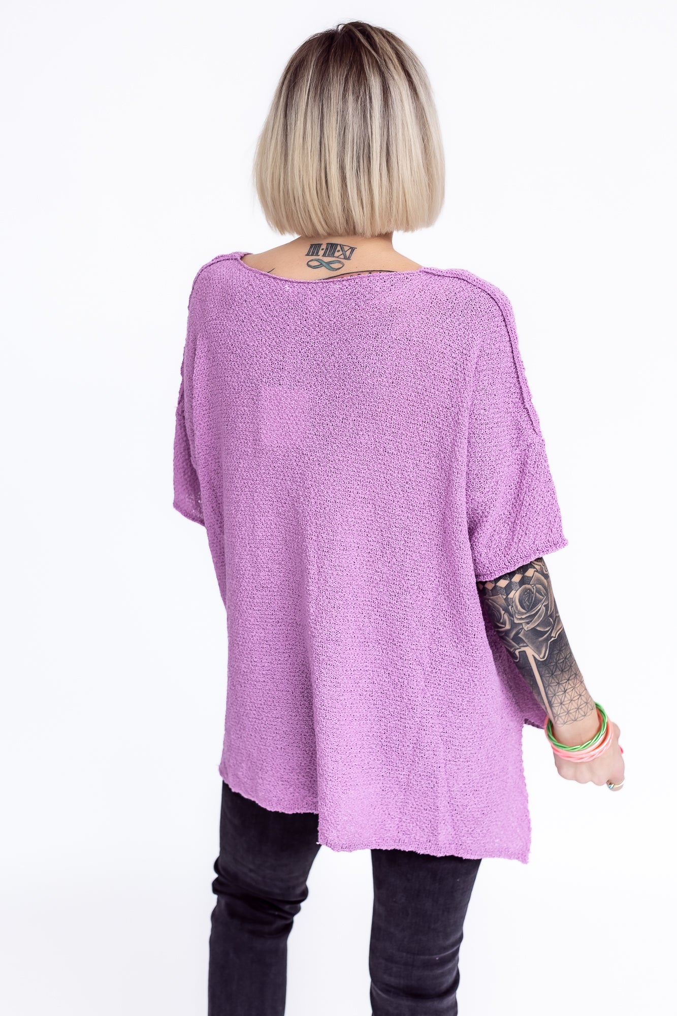 Dream Girl Lilac Mid Sleeve Knit Sweater - T100