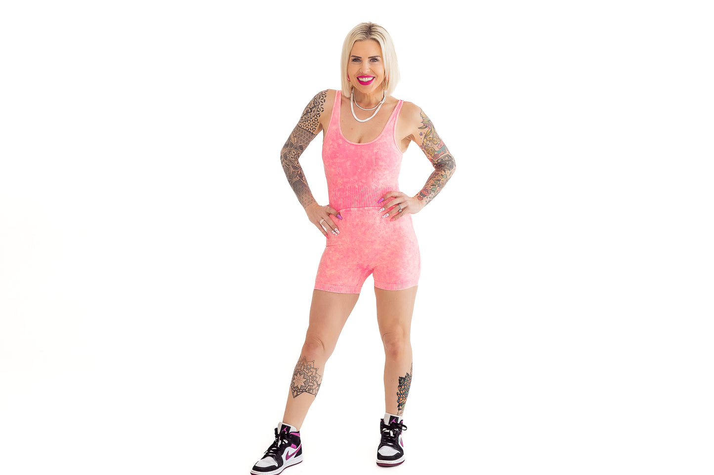 Neon Pink Active Bodysuit - A01