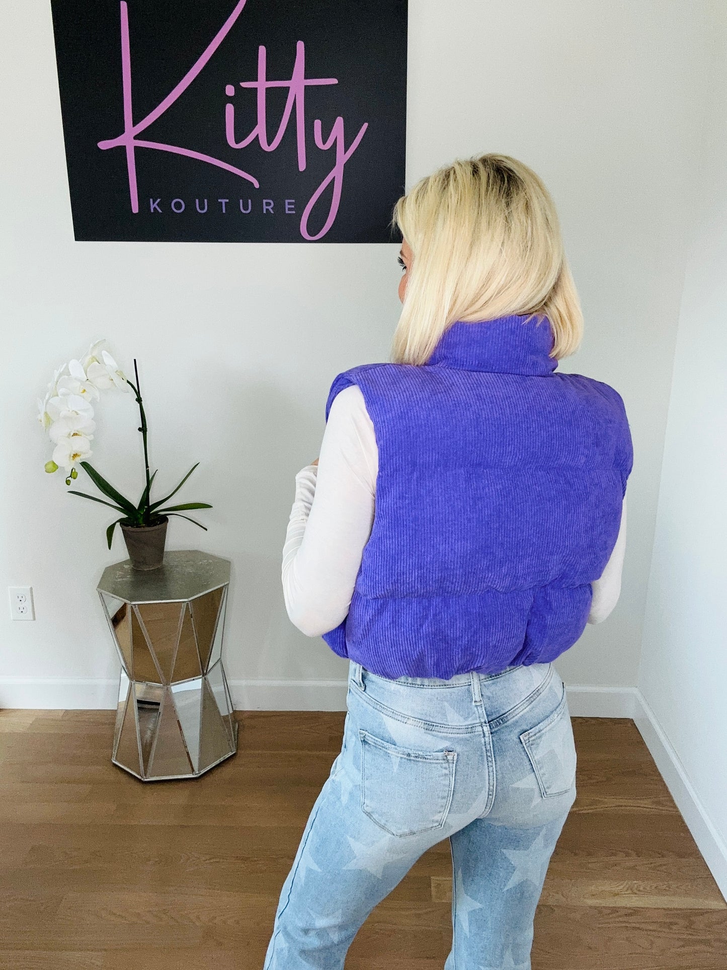 Purple Puffer Corduroy Vest -O05