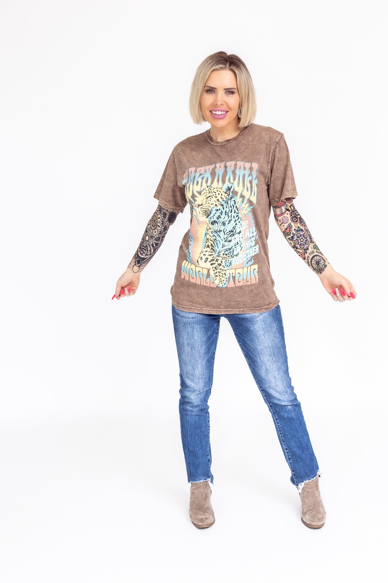 We Are All In This Together Mocha Mineral Wash Graphic Tee -T132