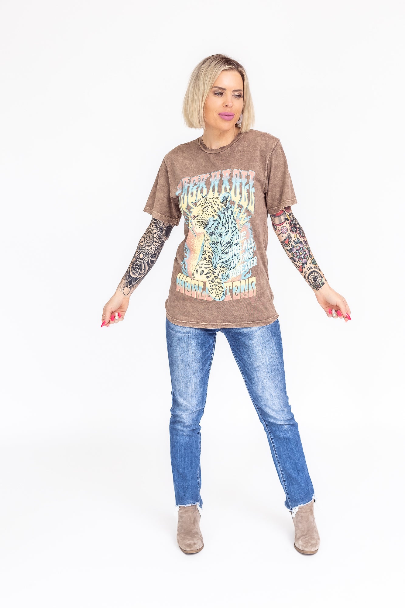 We Are All In This Together Mocha Mineral Wash Graphic Tee -T132