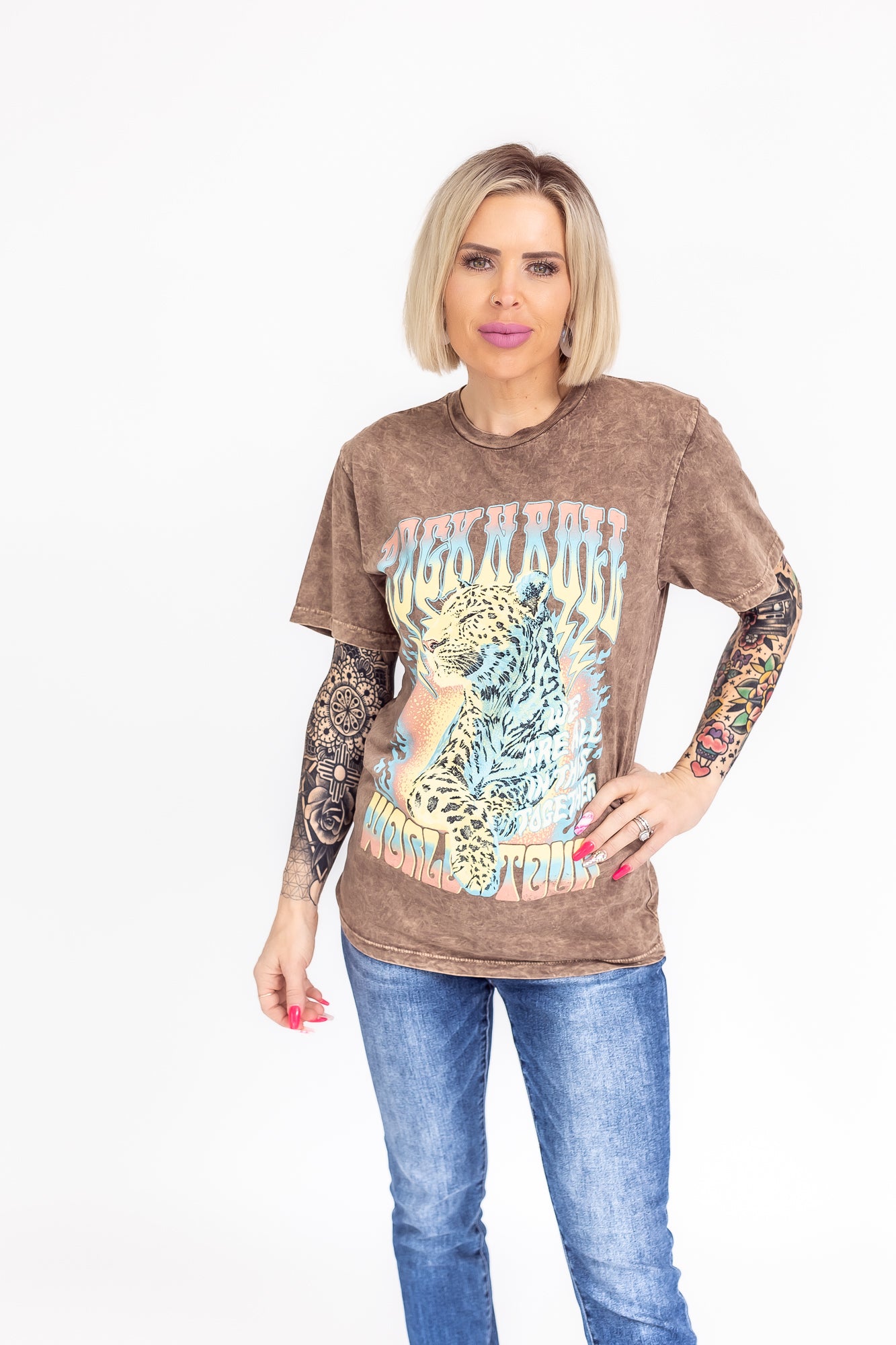 We Are All In This Together Mocha Mineral Wash Graphic Tee -T132