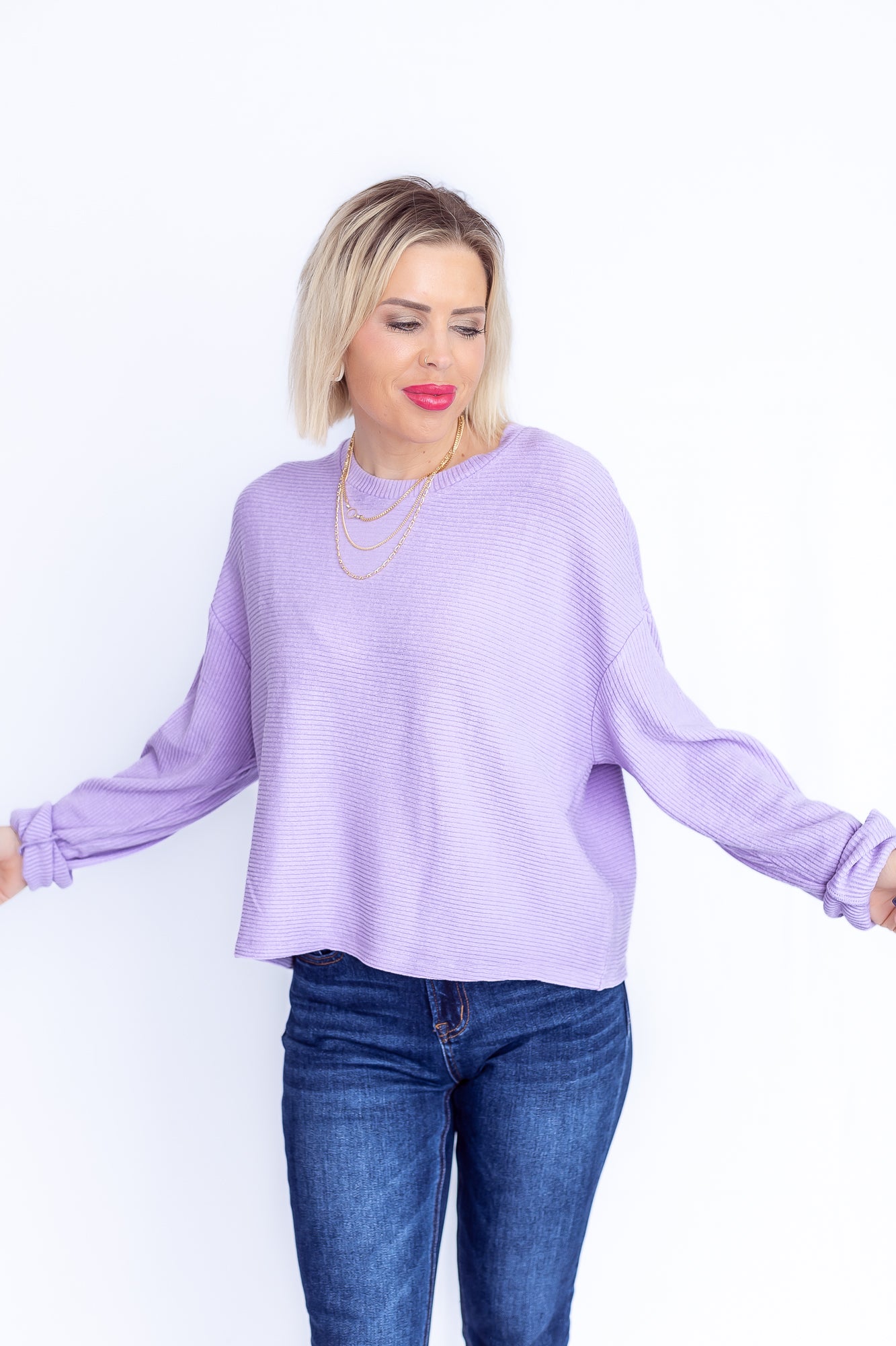 Easy Day Taro Purple Ribbed Long Sleeve -T155