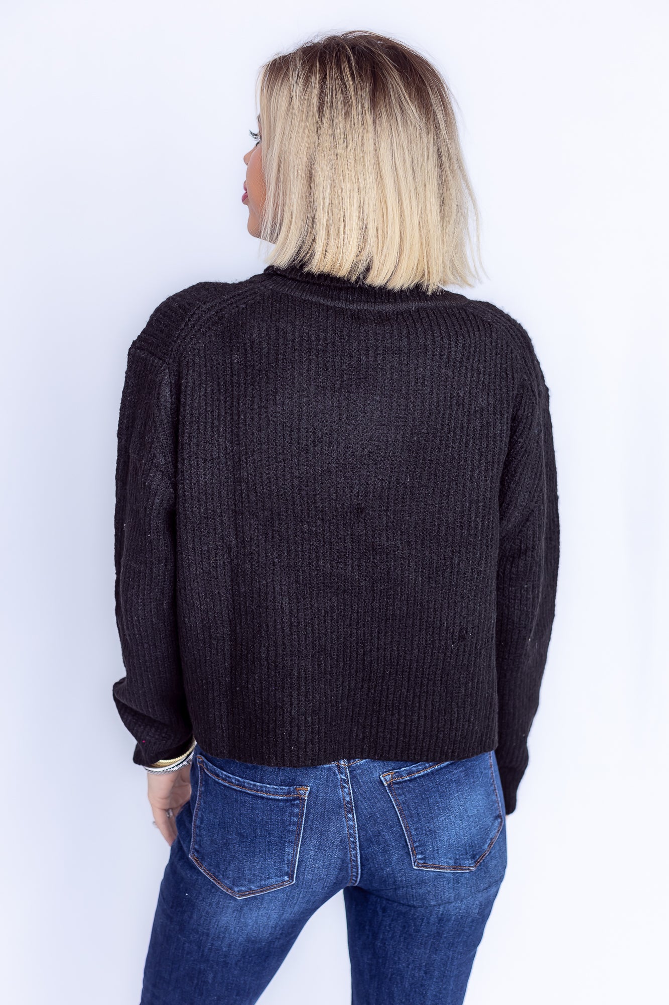 Iconic Black High Neck Knit Sweater -T159