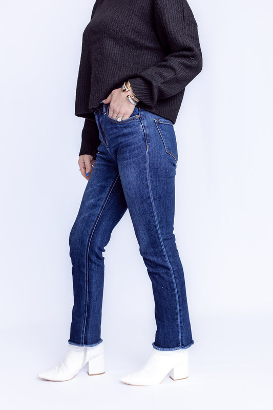 The Classic High Rise Straight crop Dark Denim- P29