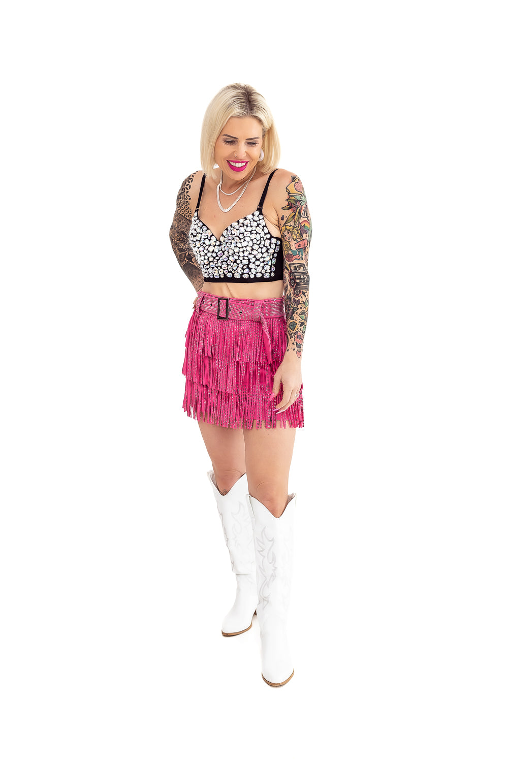 Kat Call Pink Fringe Skort with Rhinestones - P18