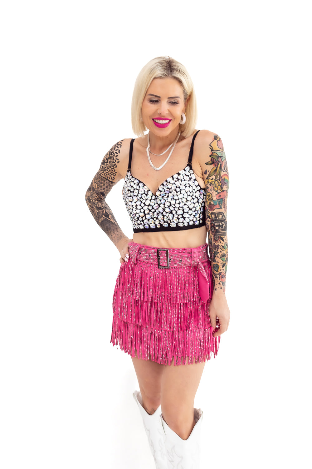 Kat Call Pink Fringe Skort with Rhinestones - P18