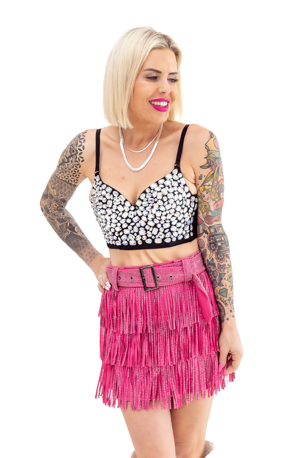 Kat Call Pink Fringe Skort with Rhinestones - P18