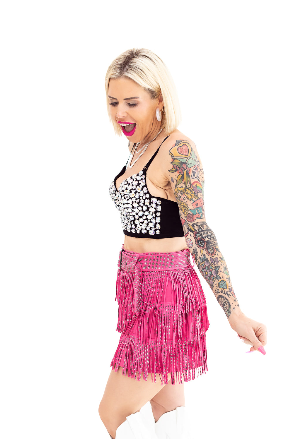 Kat Call Pink Fringe Skort with Rhinestones - P18