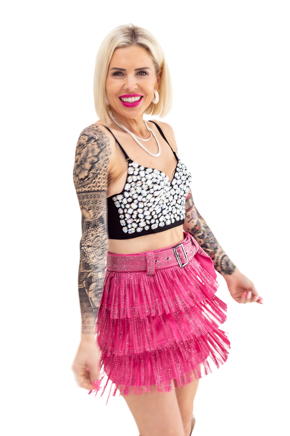 Kat Call Pink Fringe Skort with Rhinestones - P18