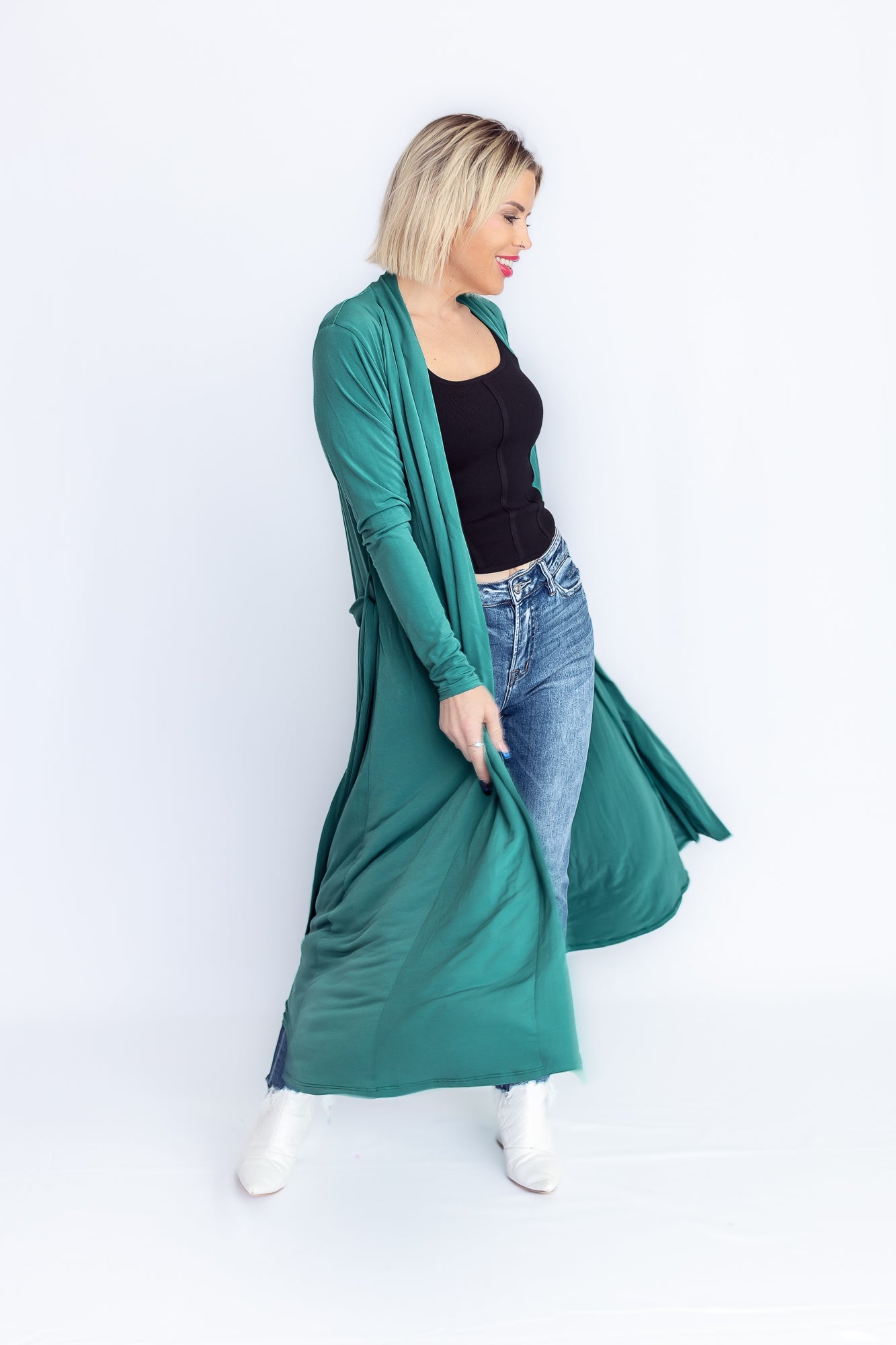 Chic Babe Long Emerald Cardigan- O38