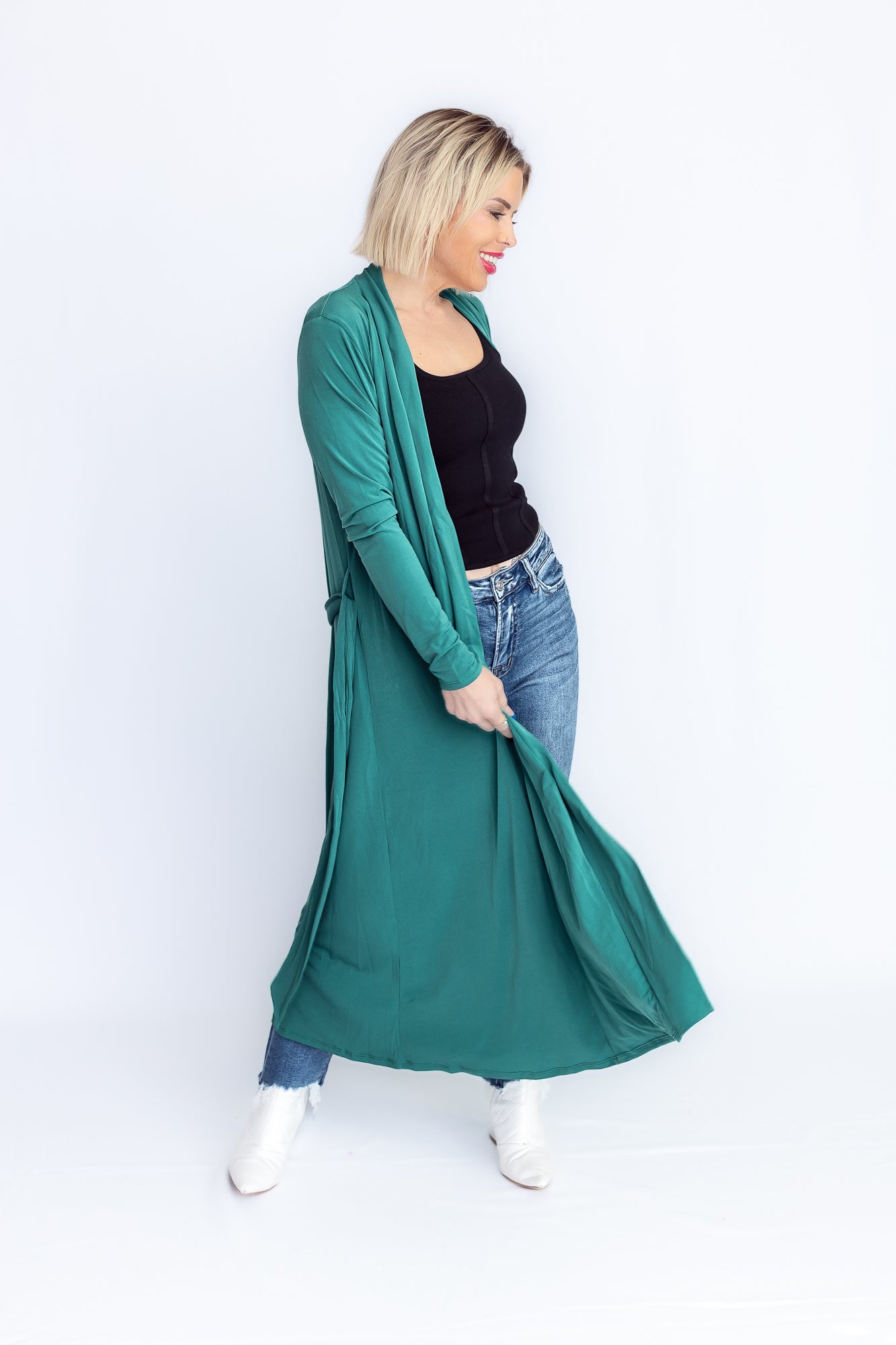 Chic Babe Long Emerald Cardigan- O38