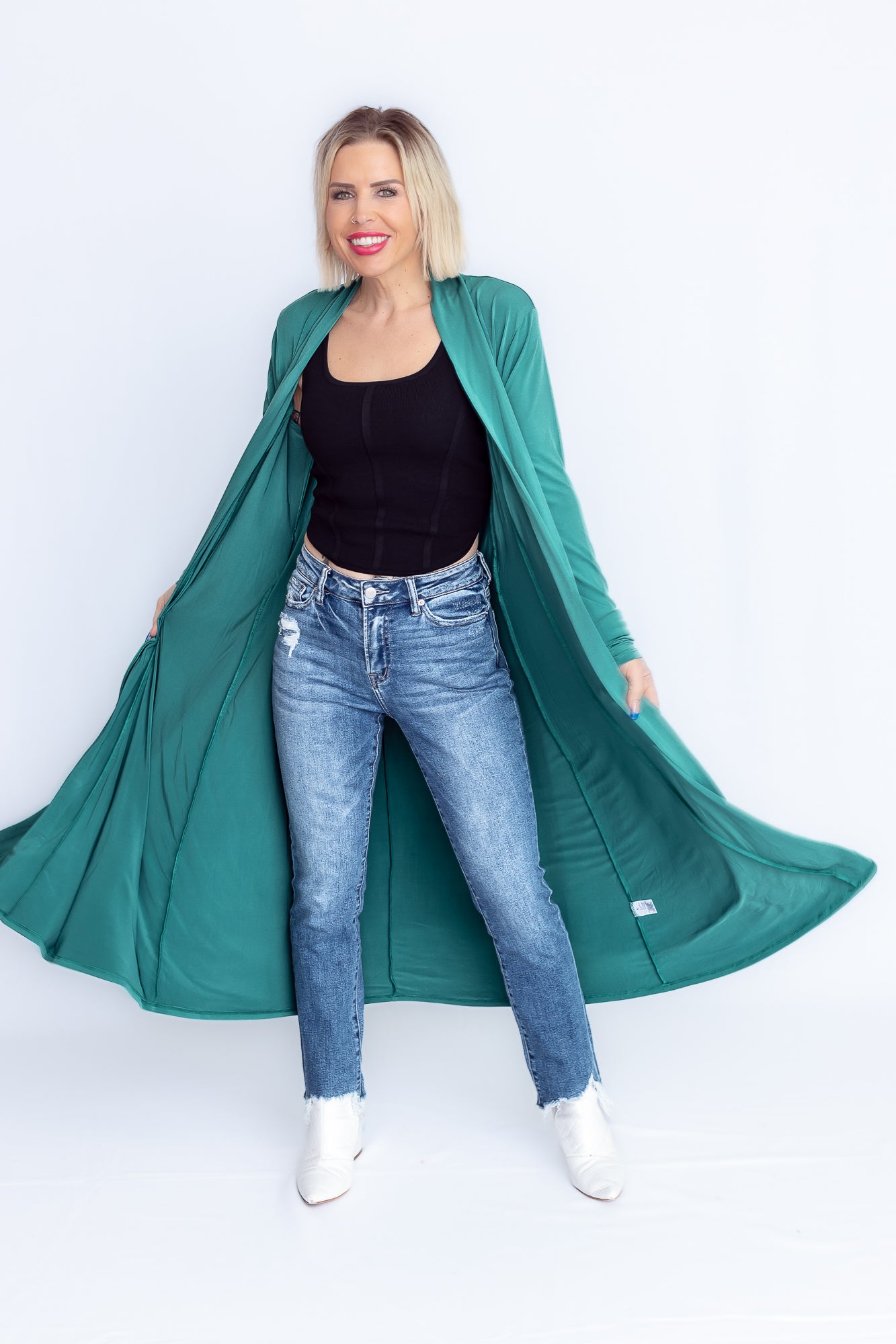 Chic Babe Long Emerald Cardigan- O38