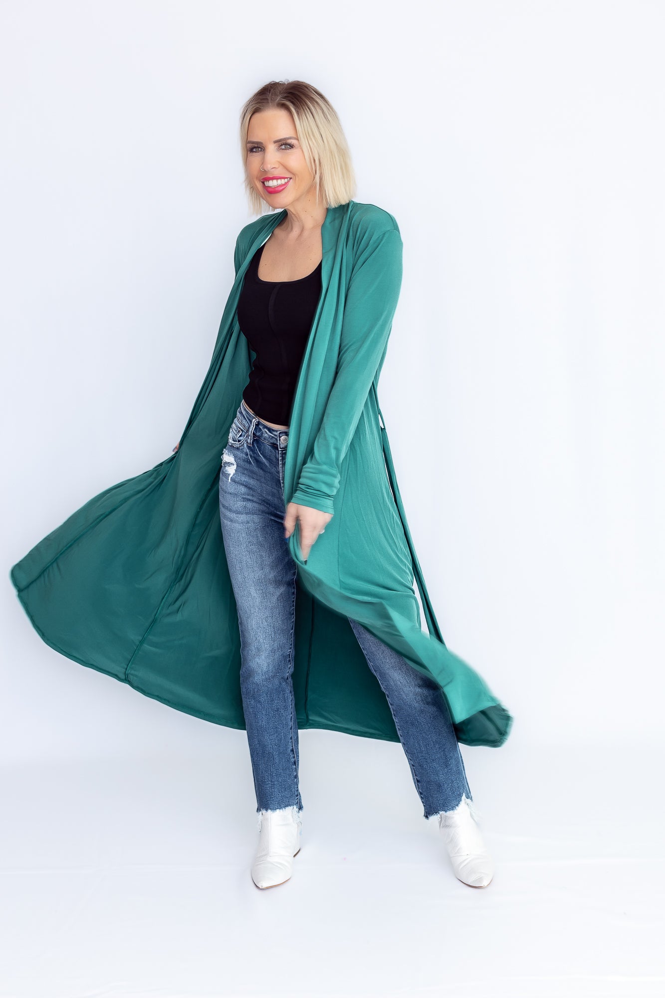 Chic Babe Long Emerald Cardigan- O38