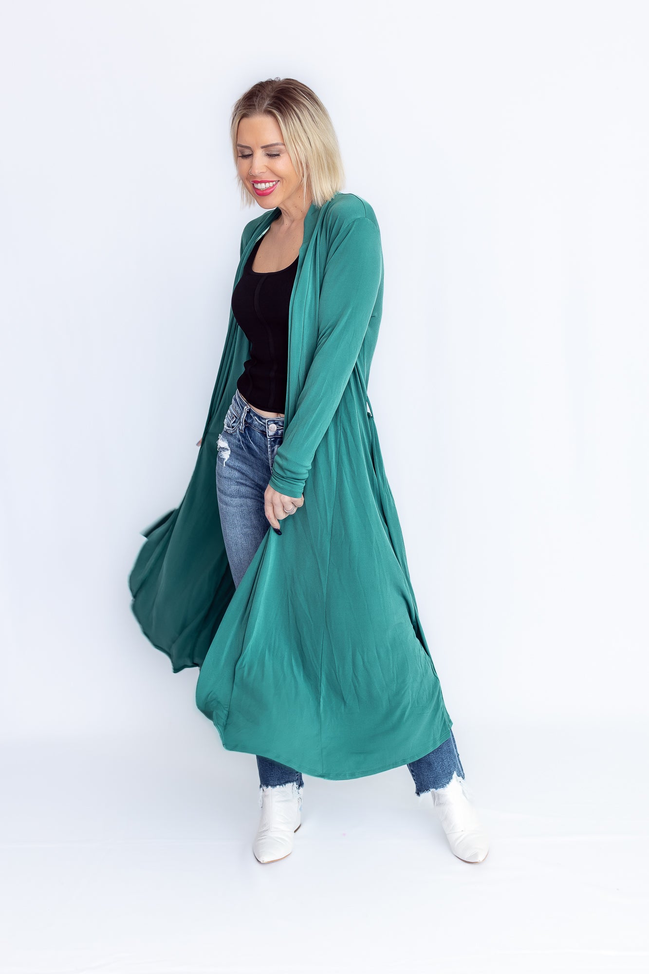 Chic Babe Long Emerald Cardigan- O38