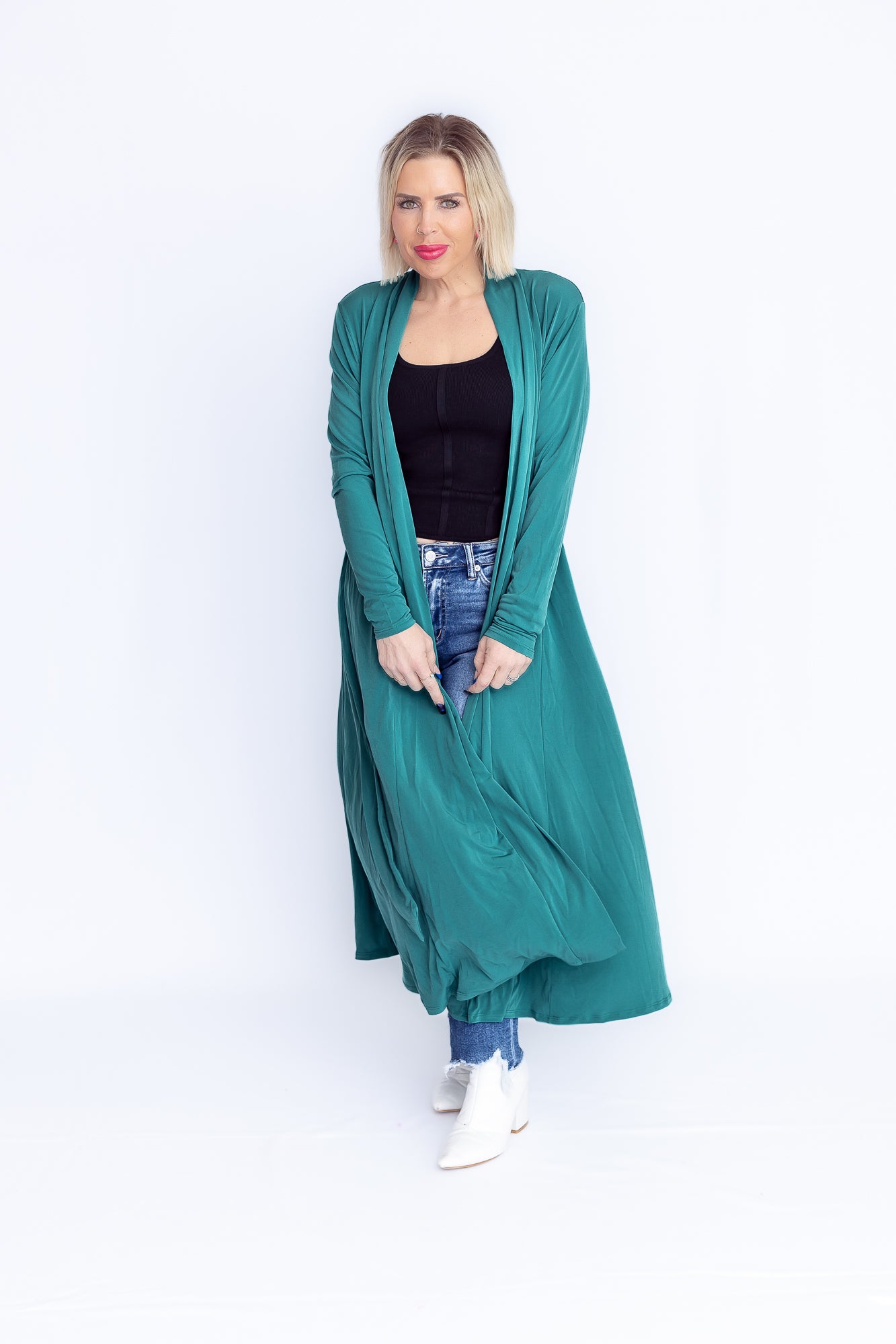 Chic Babe Long Emerald Cardigan- O38