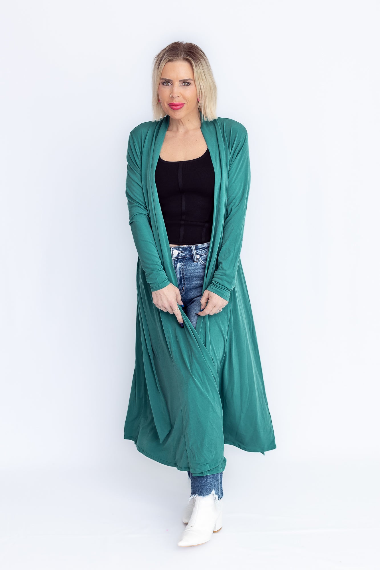 Chic Babe Long Emerald Cardigan- O38