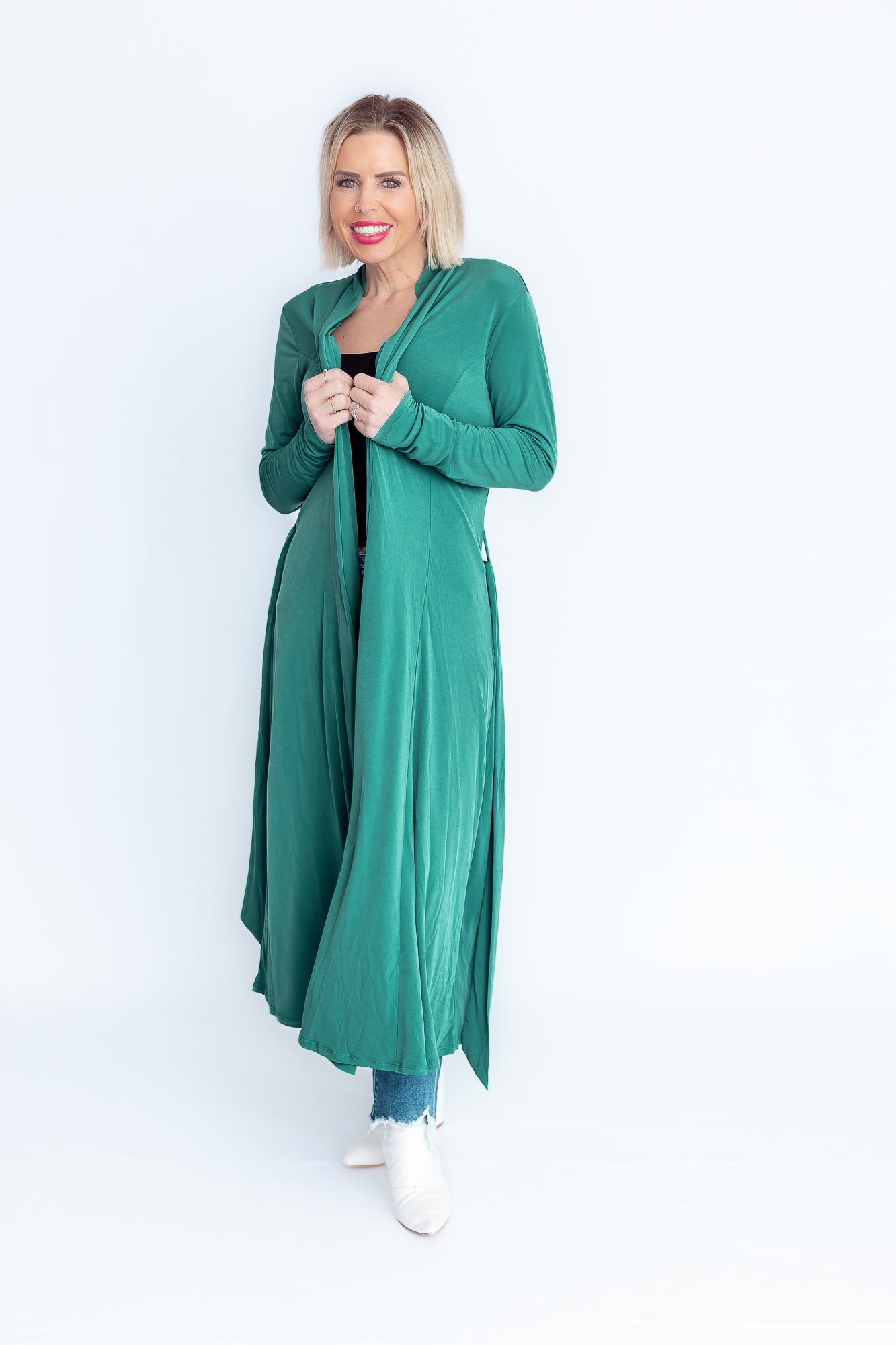 Chic Babe Long Emerald Cardigan- O38