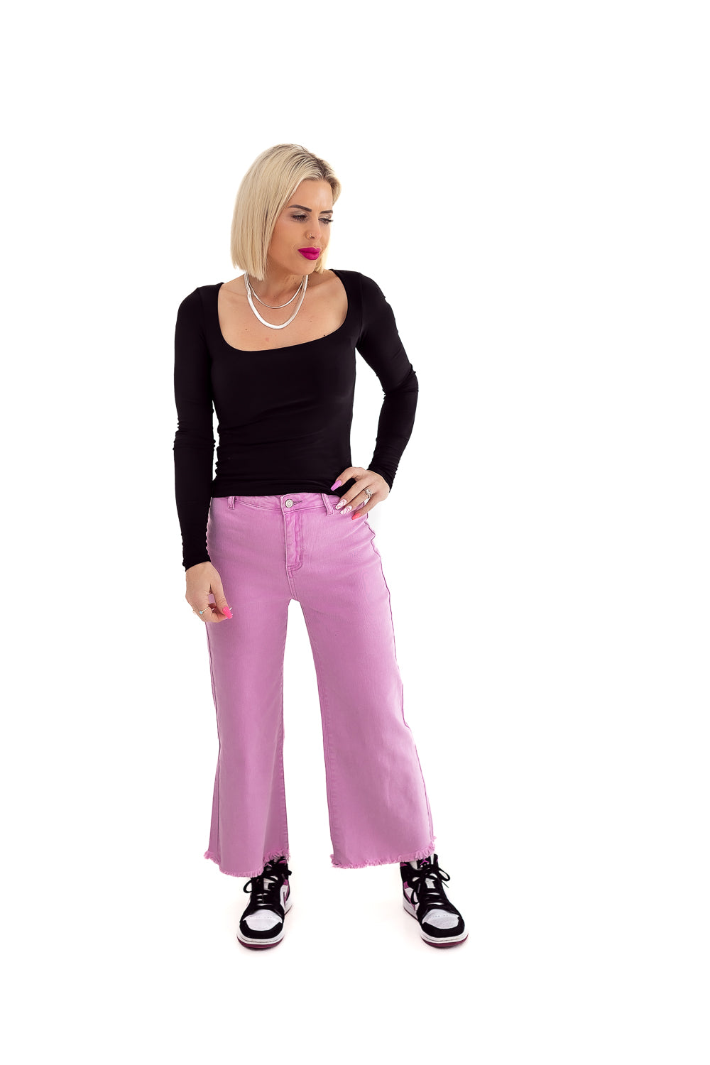 Princess Pink Wide Leg Flare Denim Jeans 7/8ths - J09