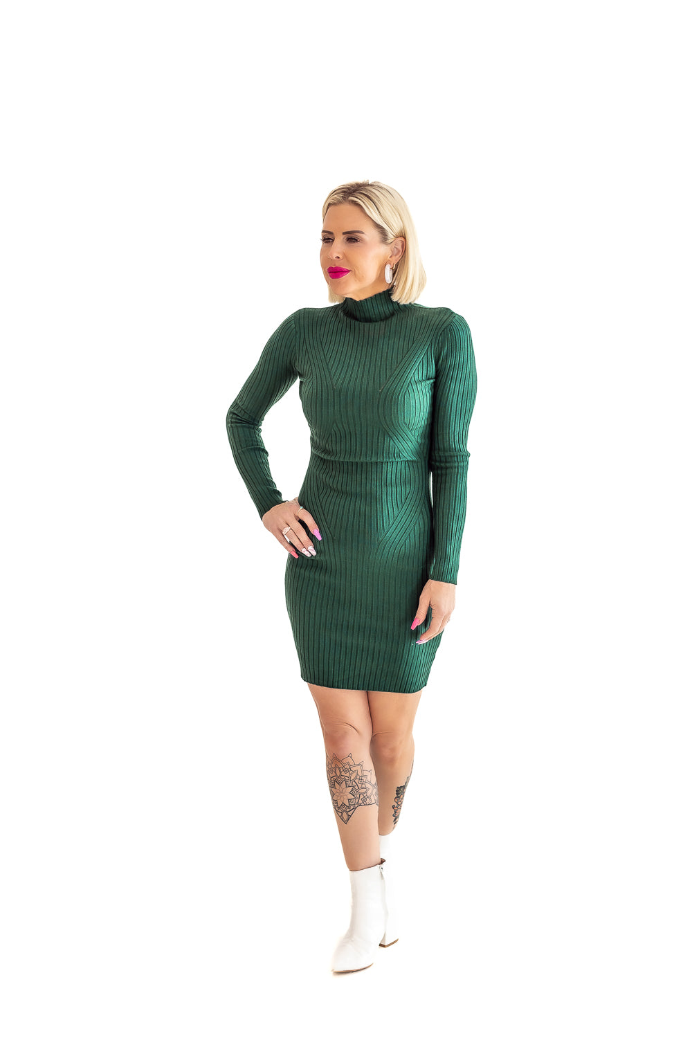 Fall For You Hunter Green Sweater Dress - D05