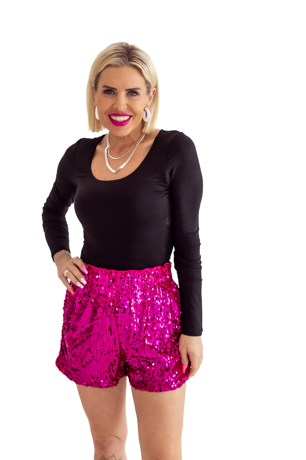 Princess Kitty Sequin High Waisted Shorts- P12