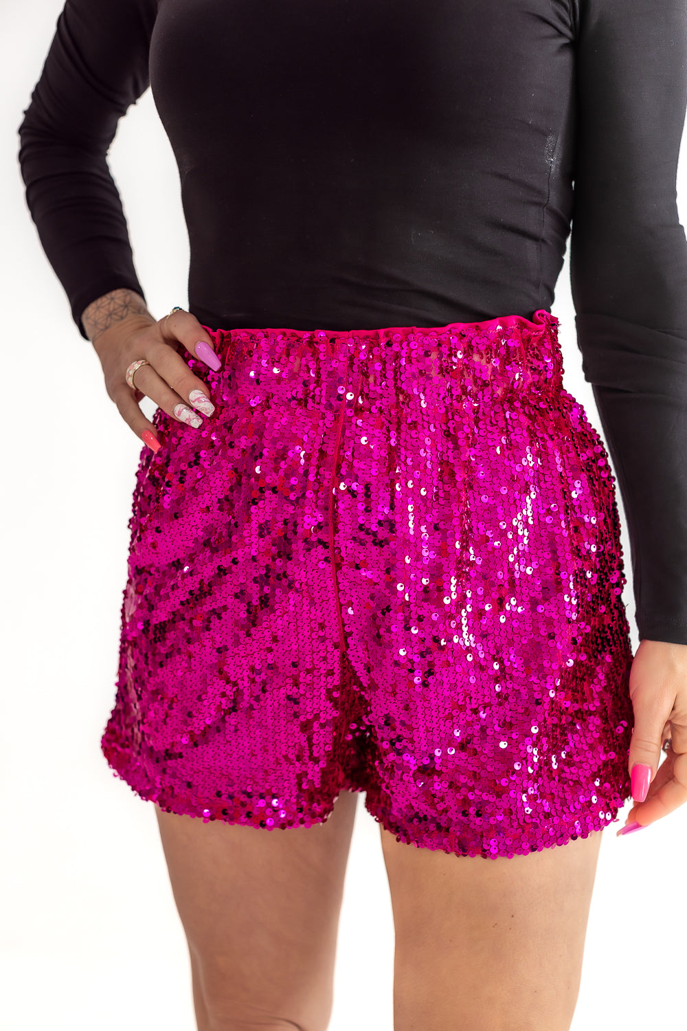 Princess Kitty Sequin High Waisted Shorts- P12