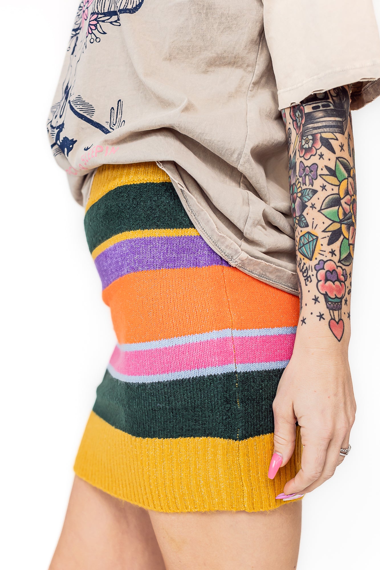 Color Pop High waisted Sweater Skirt - P16