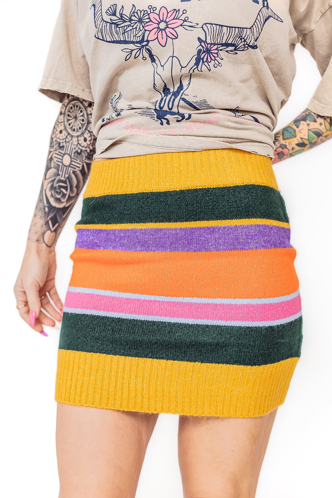 Color Pop High waisted Sweater Skirt - P16