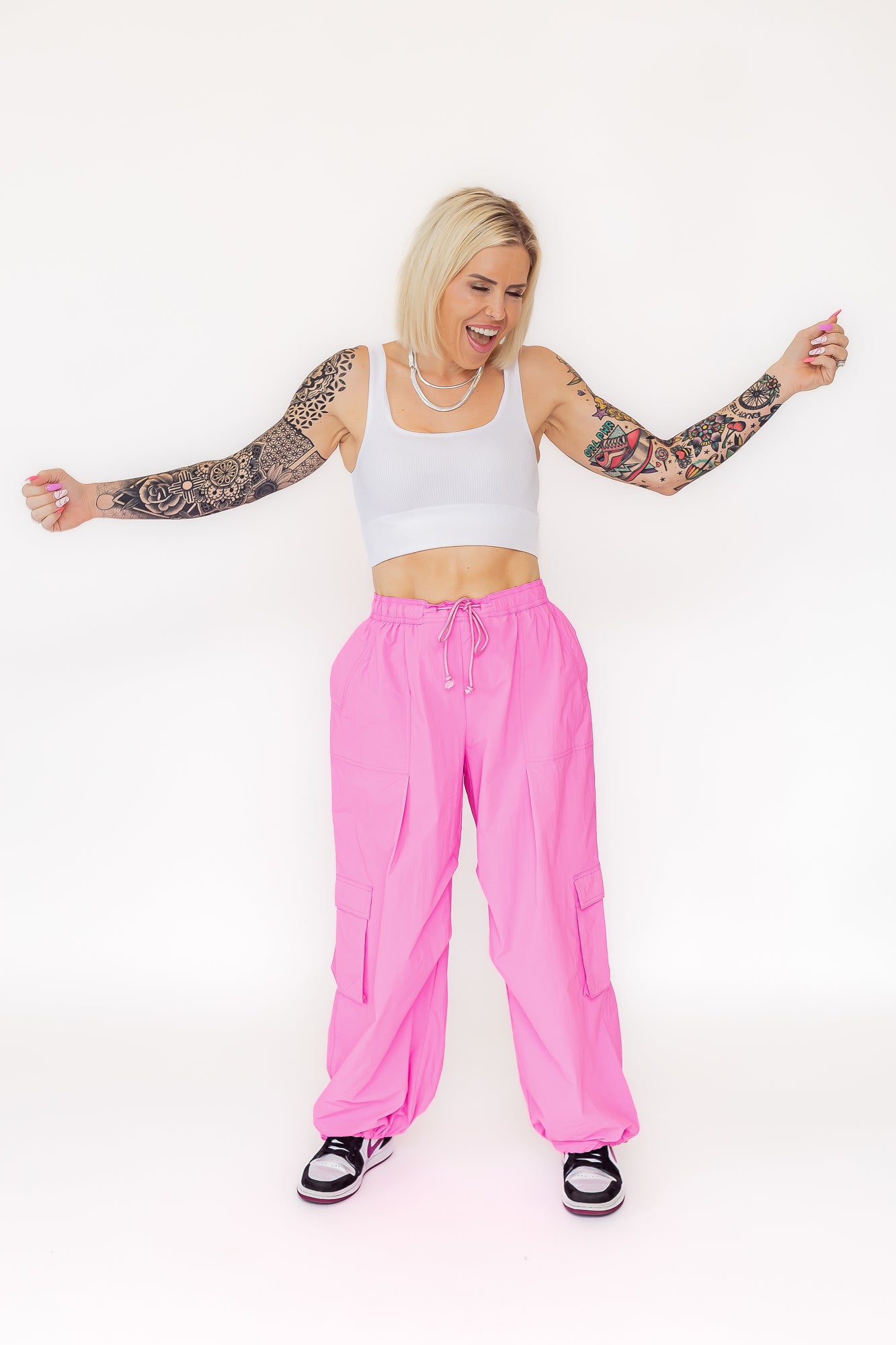 Kitty Cargo's Hot Pink Cargo Drawstring Pants -P15