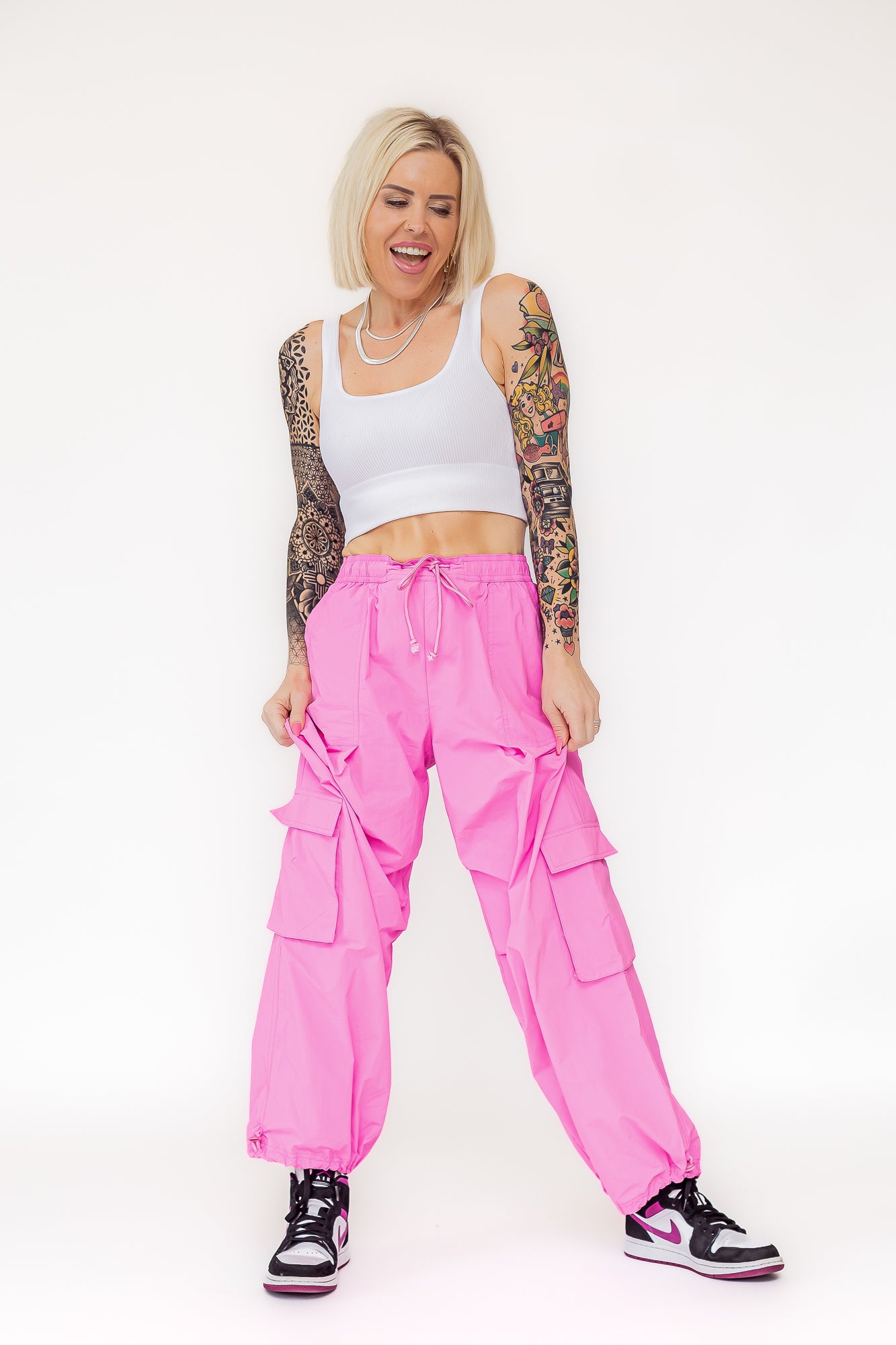 Kitty Cargo's Hot Pink Cargo Drawstring Pants -P15