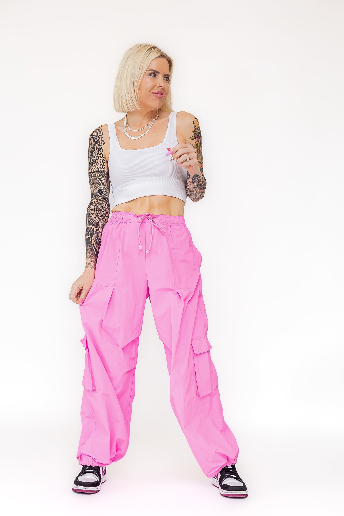 Kitty Cargo's Hot Pink Cargo Drawstring Pants -P15