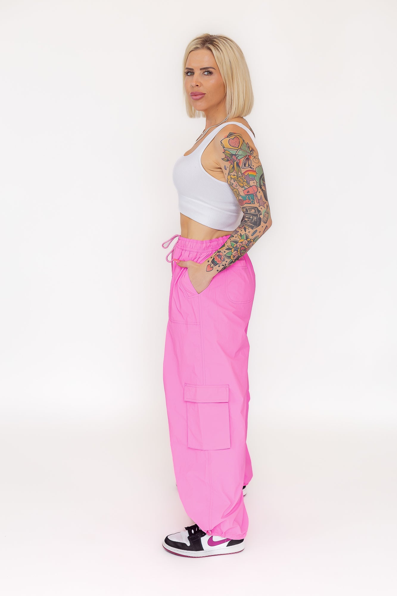 Kitty Cargo's Hot Pink Cargo Drawstring Pants -P15