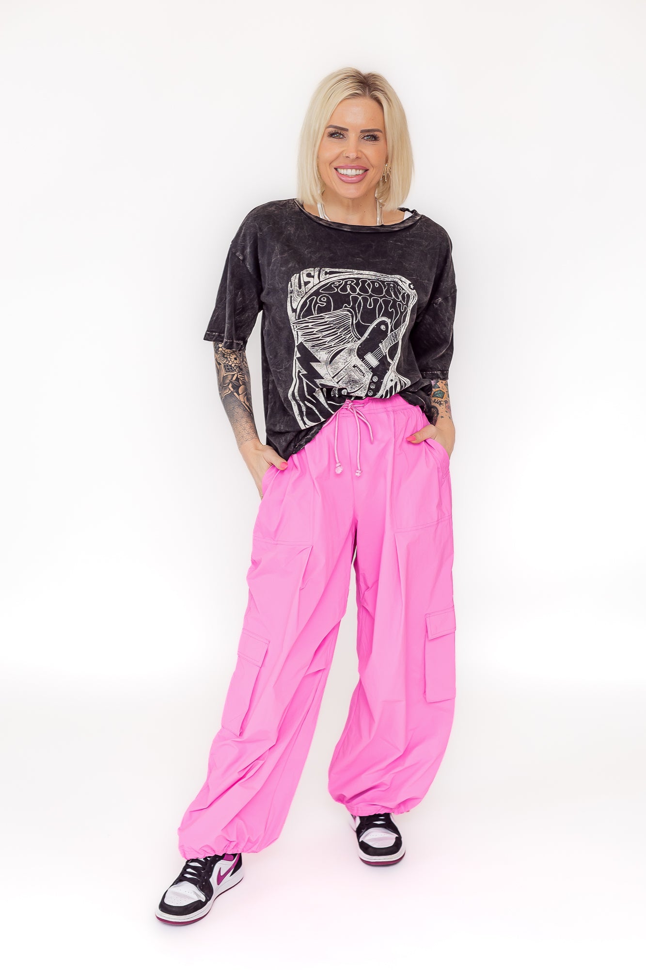 Kitty Cargo's Hot Pink Cargo Drawstring Pants -P15