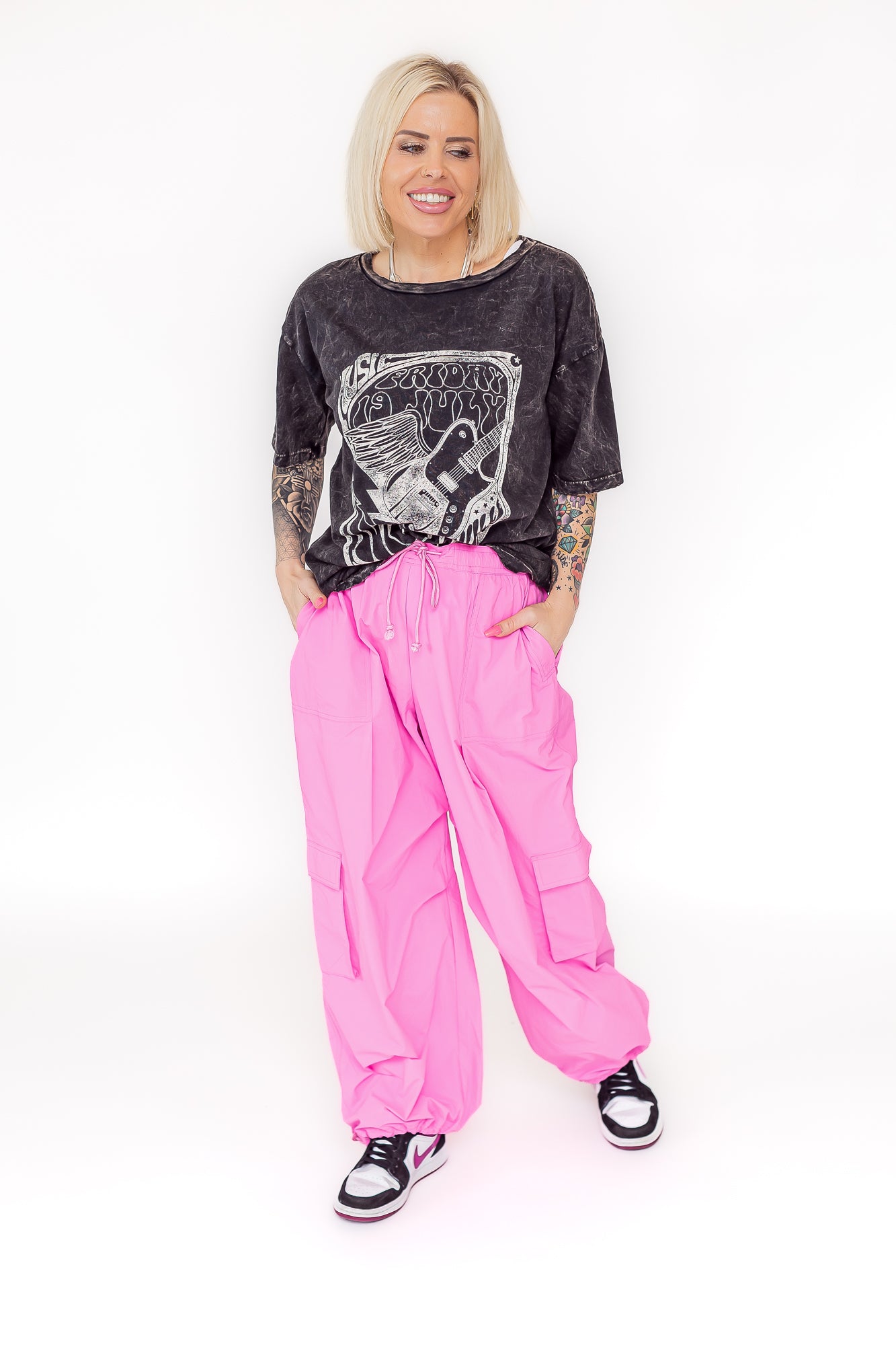 Kitty Cargo's Hot Pink Cargo Drawstring Pants -P15