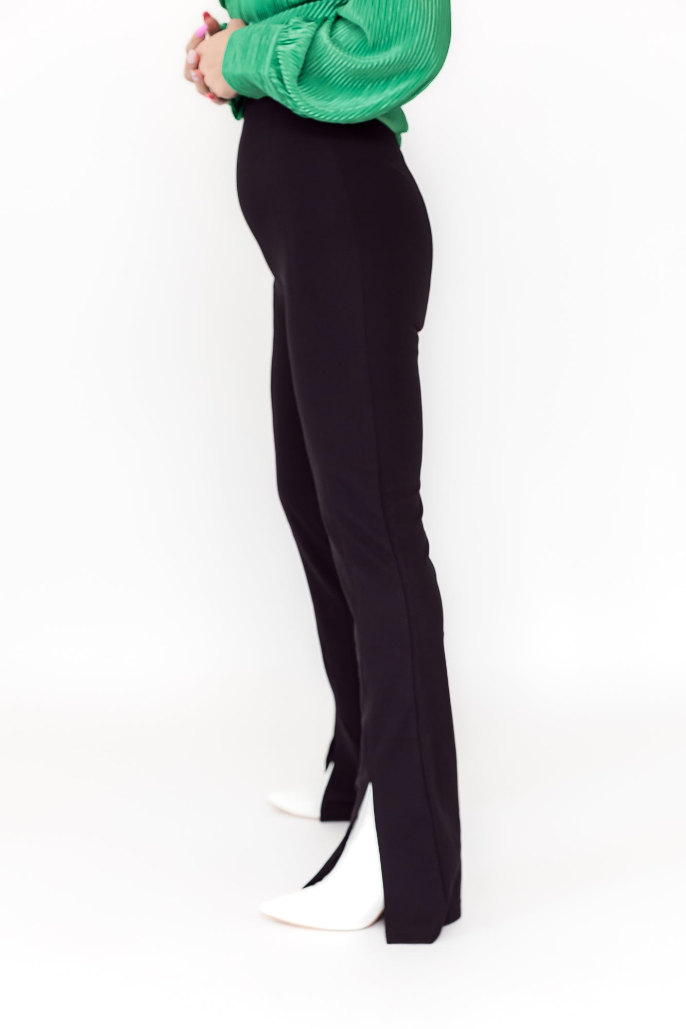 Fun & Flare Black Slit Hem Stretch Pants - P18