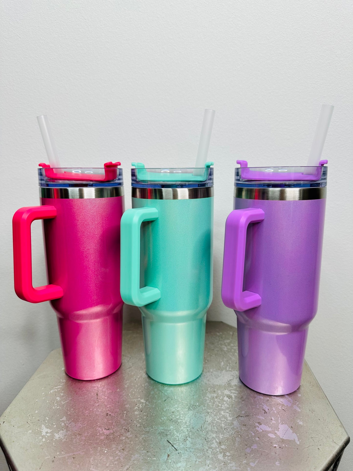 40 oz Iridescent Glitter Stainless Travel Tumbler- Multiple Colors