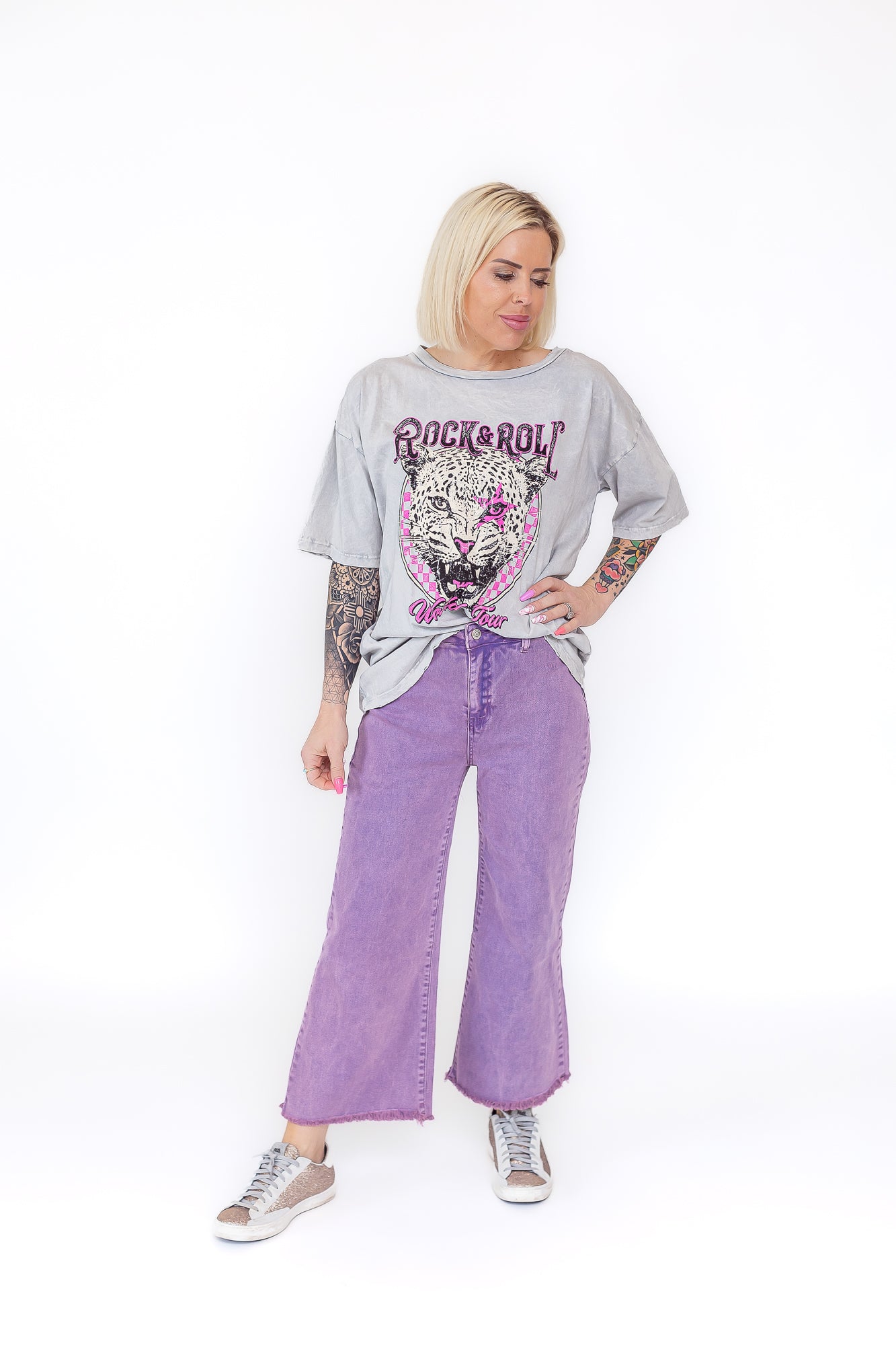 Princess Purple Wide Leg Flare Denim Jeans 7/8ths - P20