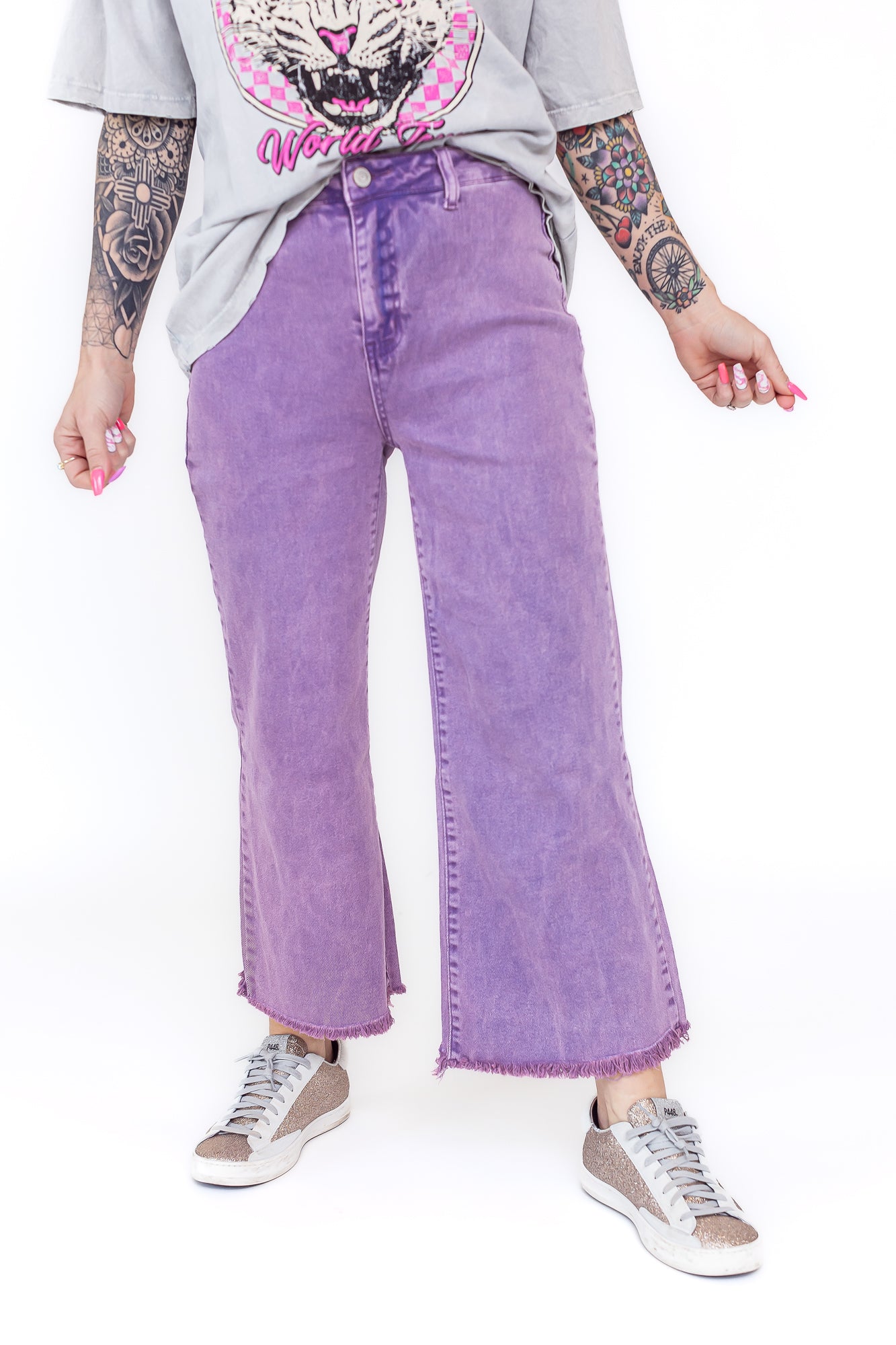 Princess Purple Wide Leg Flare Denim Jeans 7/8ths - P20