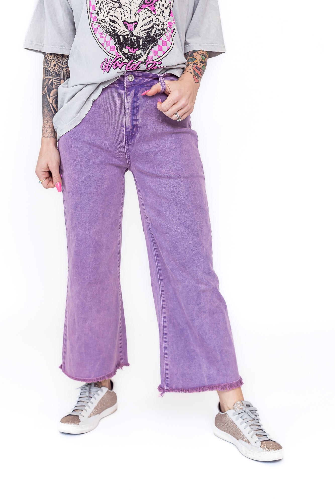 Princess Purple Wide Leg Flare Denim Jeans 7/8ths - P20