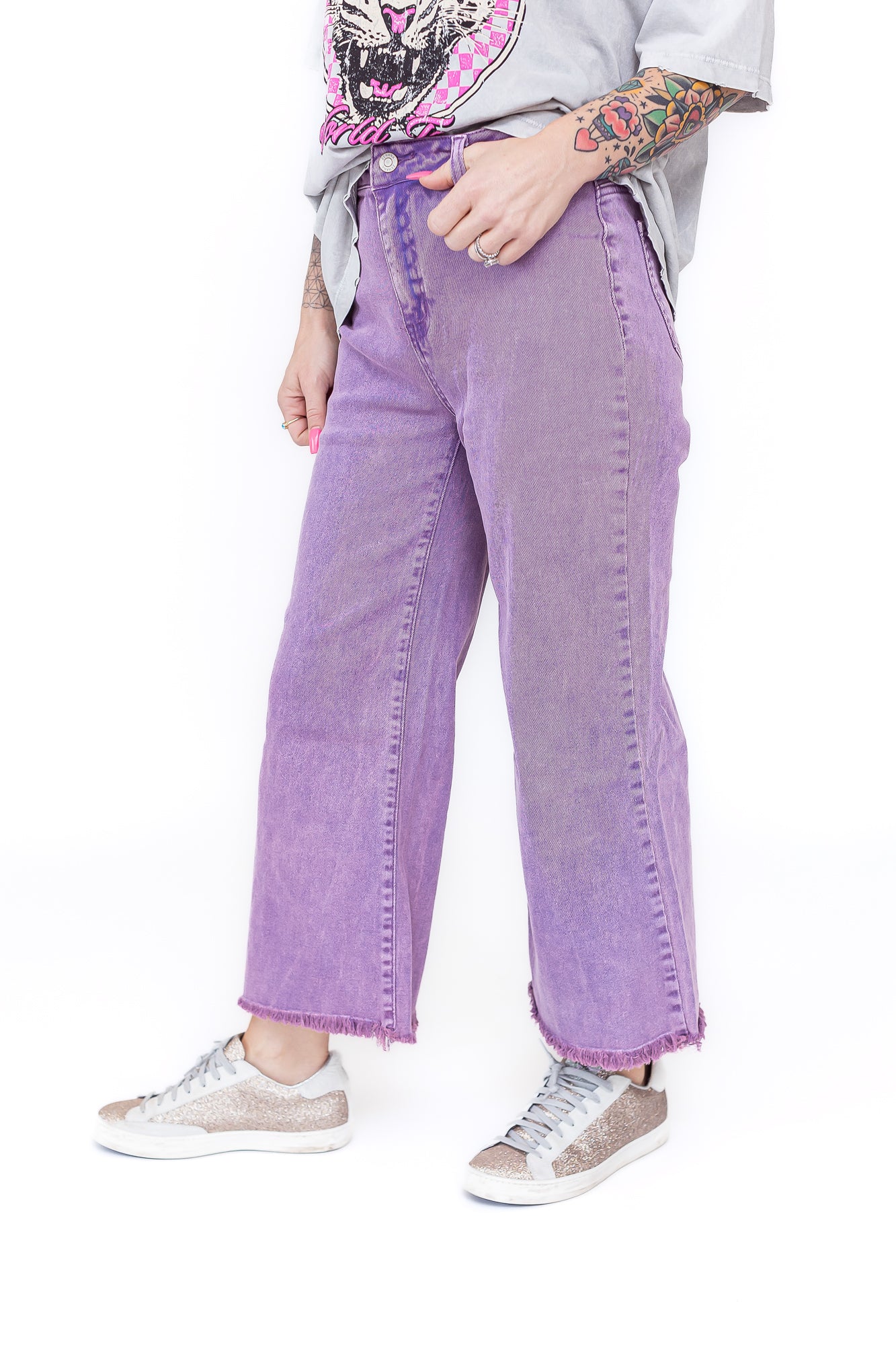 Princess Purple Wide Leg Flare Denim Jeans 7/8ths - P20