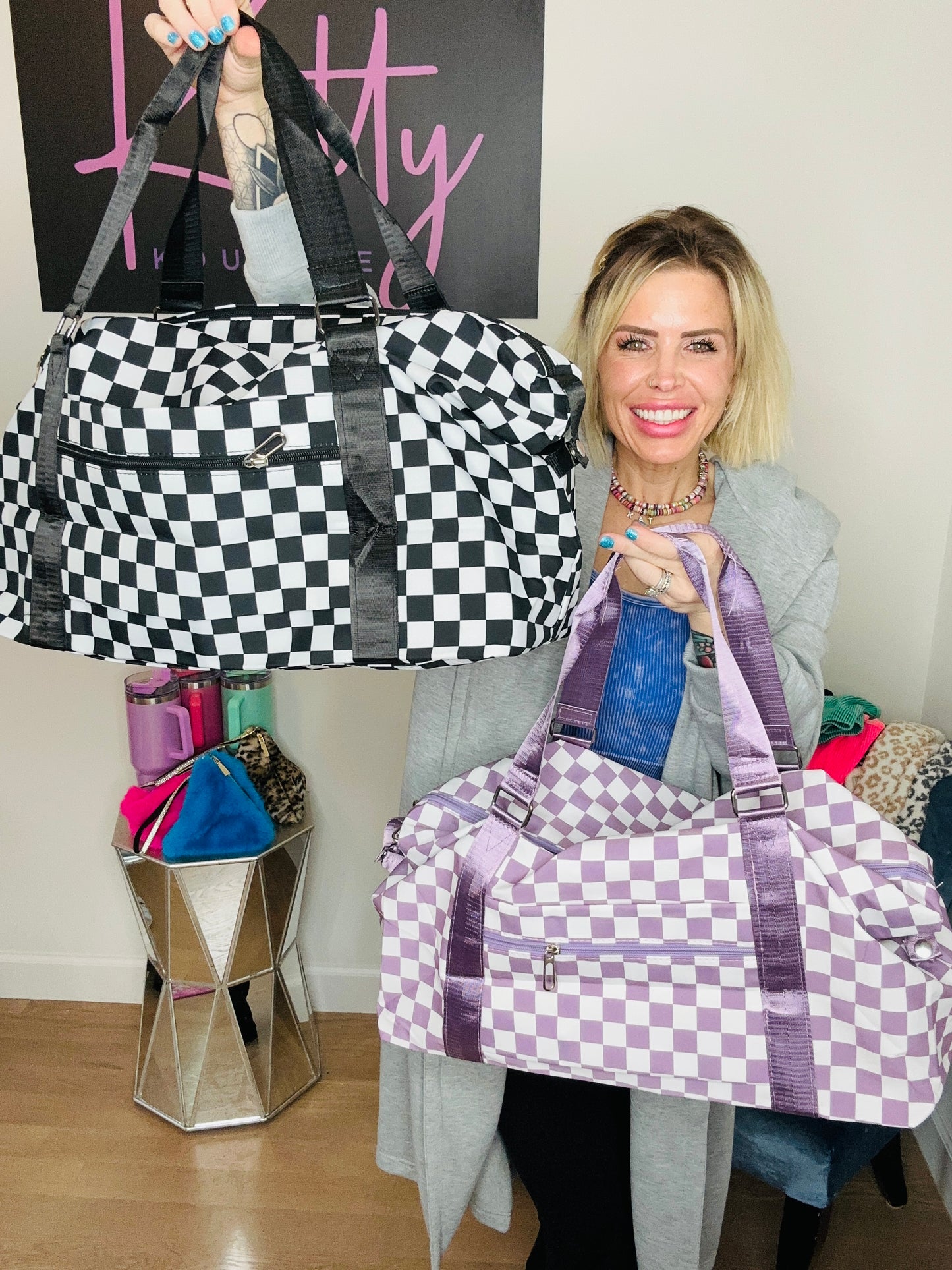 Checkered Weekender Tote- 2 colors