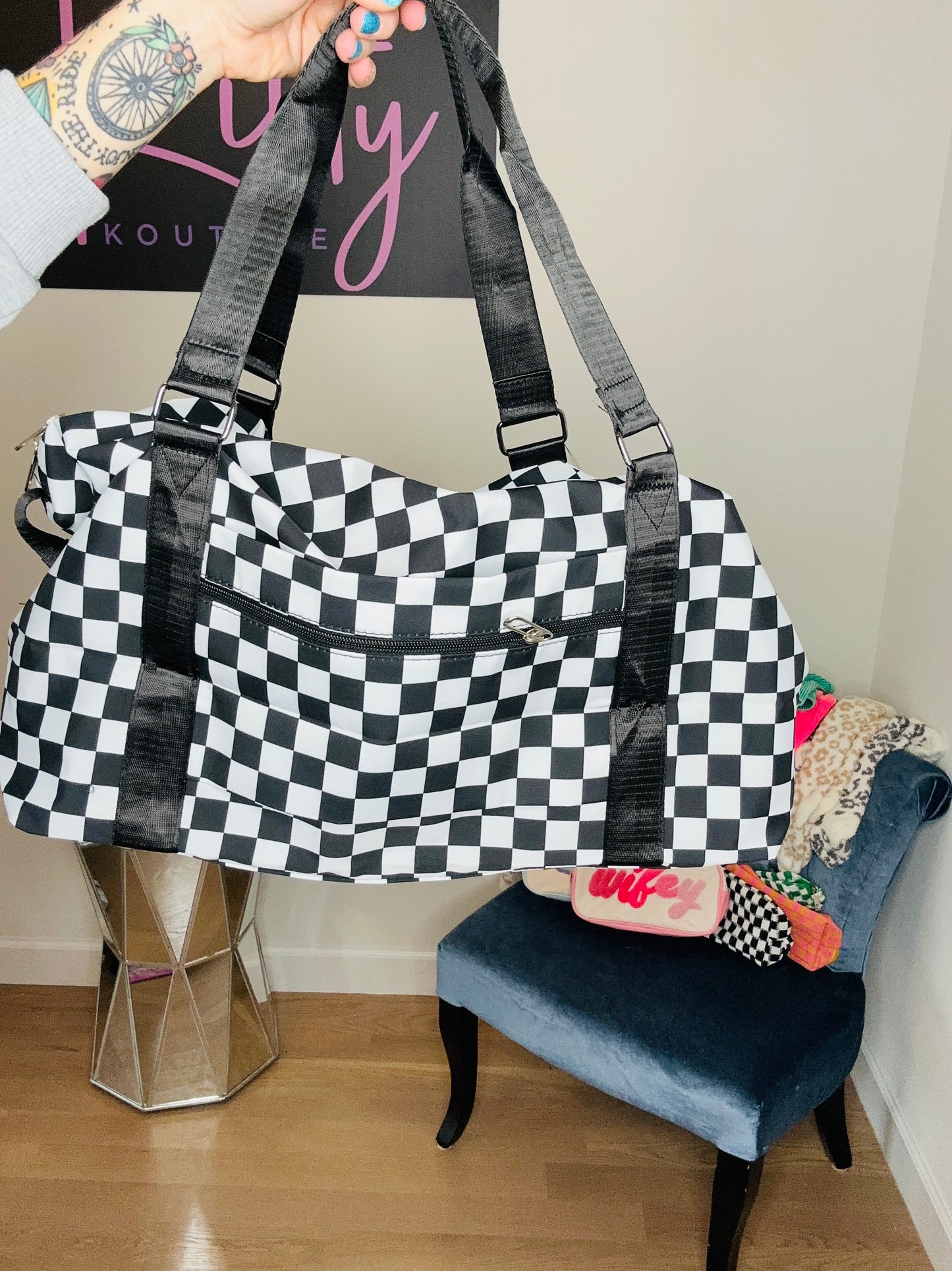 Checkered Weekender Tote- 2 colors