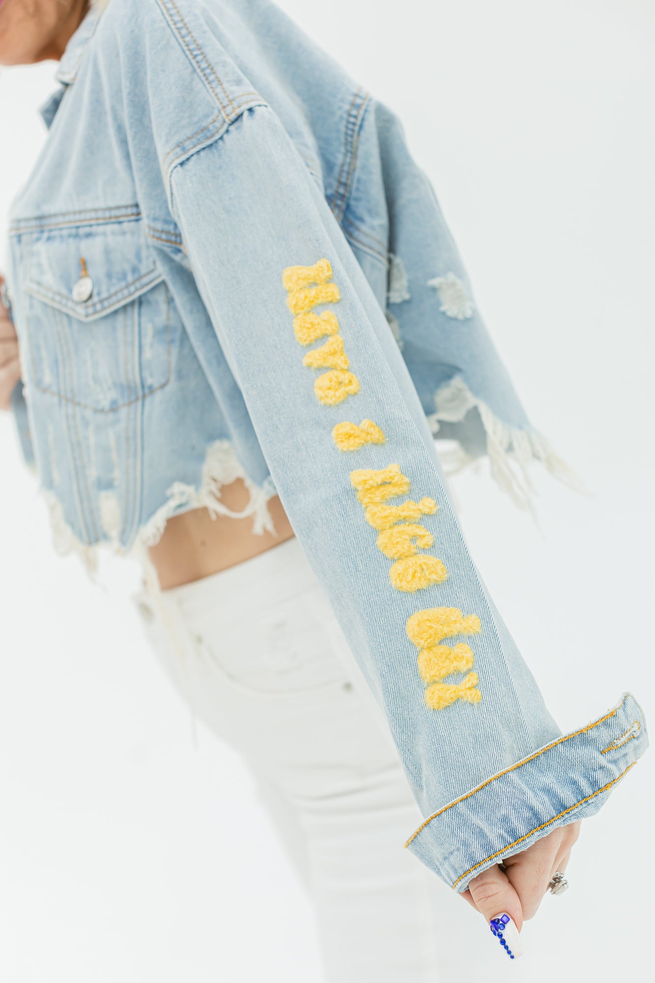 Have a Nice Day Smiley Denim Jacket - J02