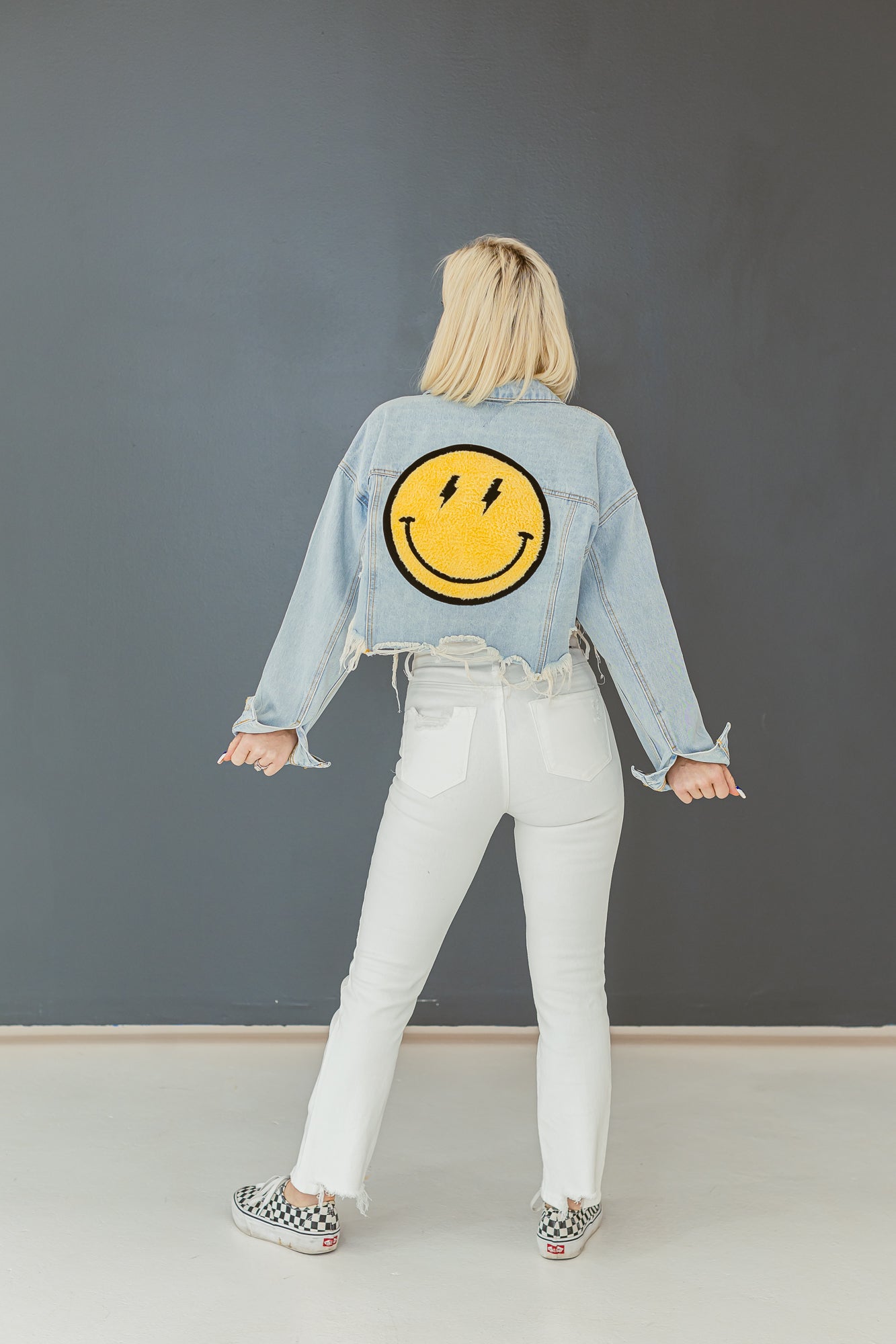 Have a Nice Day Smiley Denim Jacket - J02