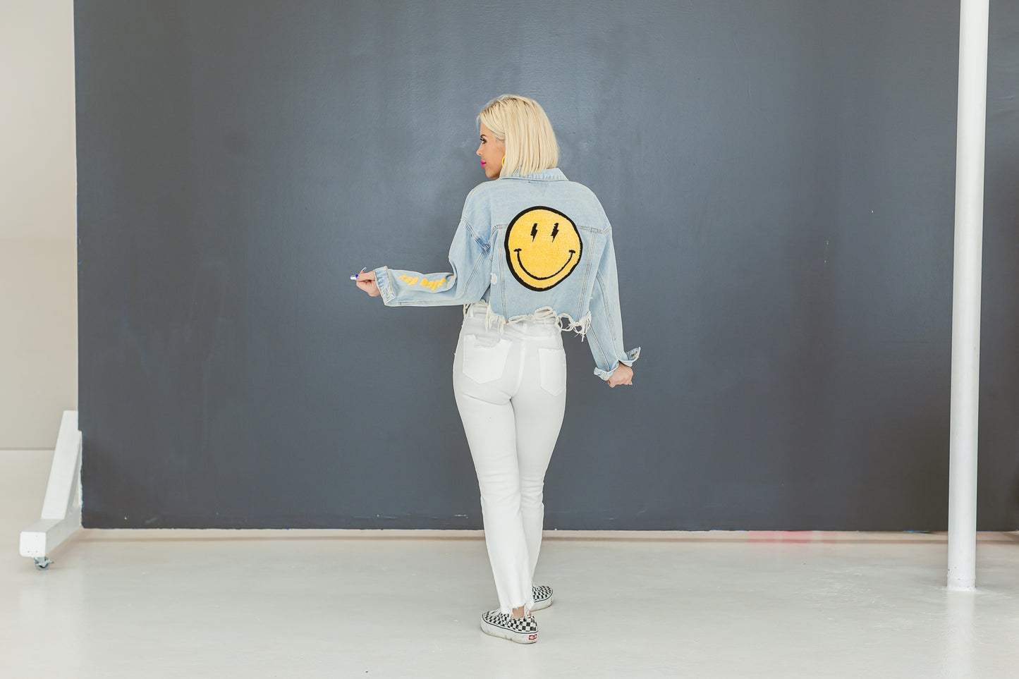 Have a Nice Day Smiley Denim Jacket - J02