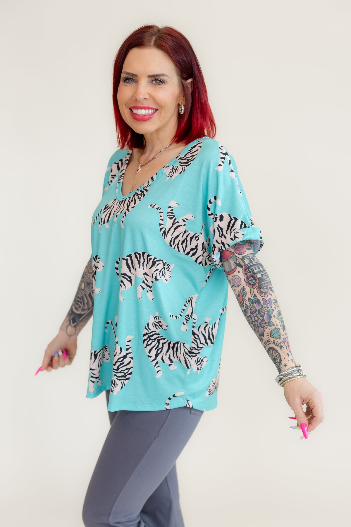 Check Meowt Oversized Tee-Mint - T231