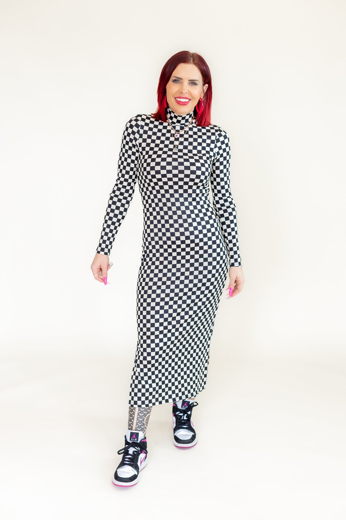 Check On Me Checkered Midi Dress - D14