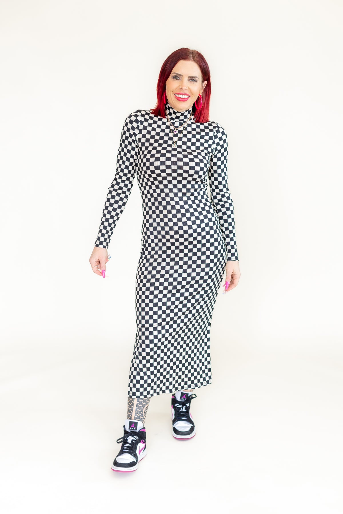 Check On Me Checkered Midi Dress - D14