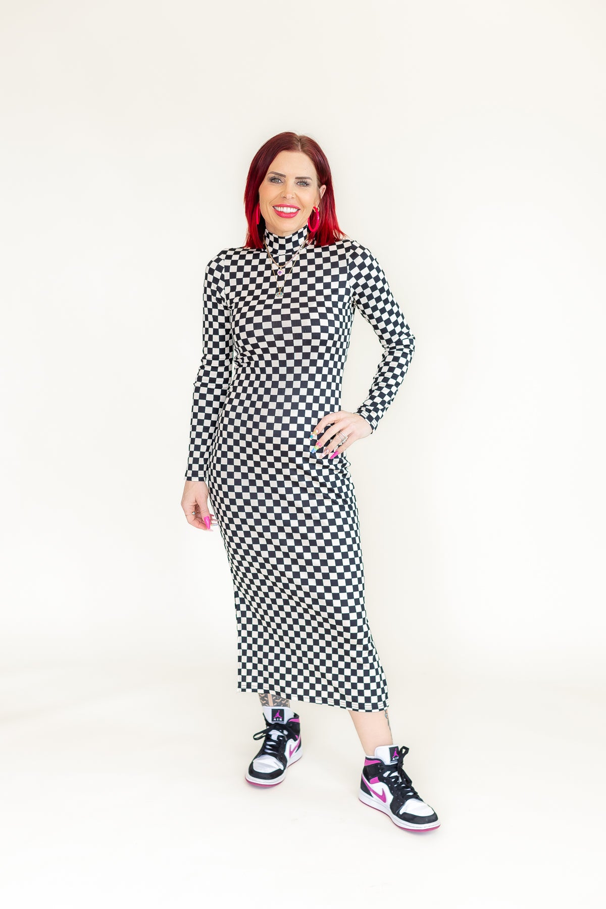 Check On Me Checkered Midi Dress - D14